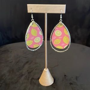 Brand new lemon; silver trimmed earrings; 3 inches long